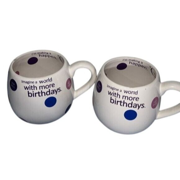 Set Of 2 Birthday Quote Mugs With Polka Dots - Picture 1 of 5